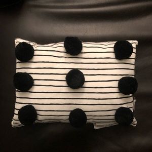 5/$25 Black White Striped Pom Pom Pillow